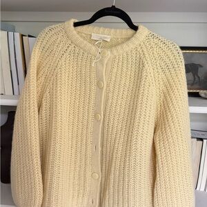 Sezane butter yellow Chunky Knit Cardigan